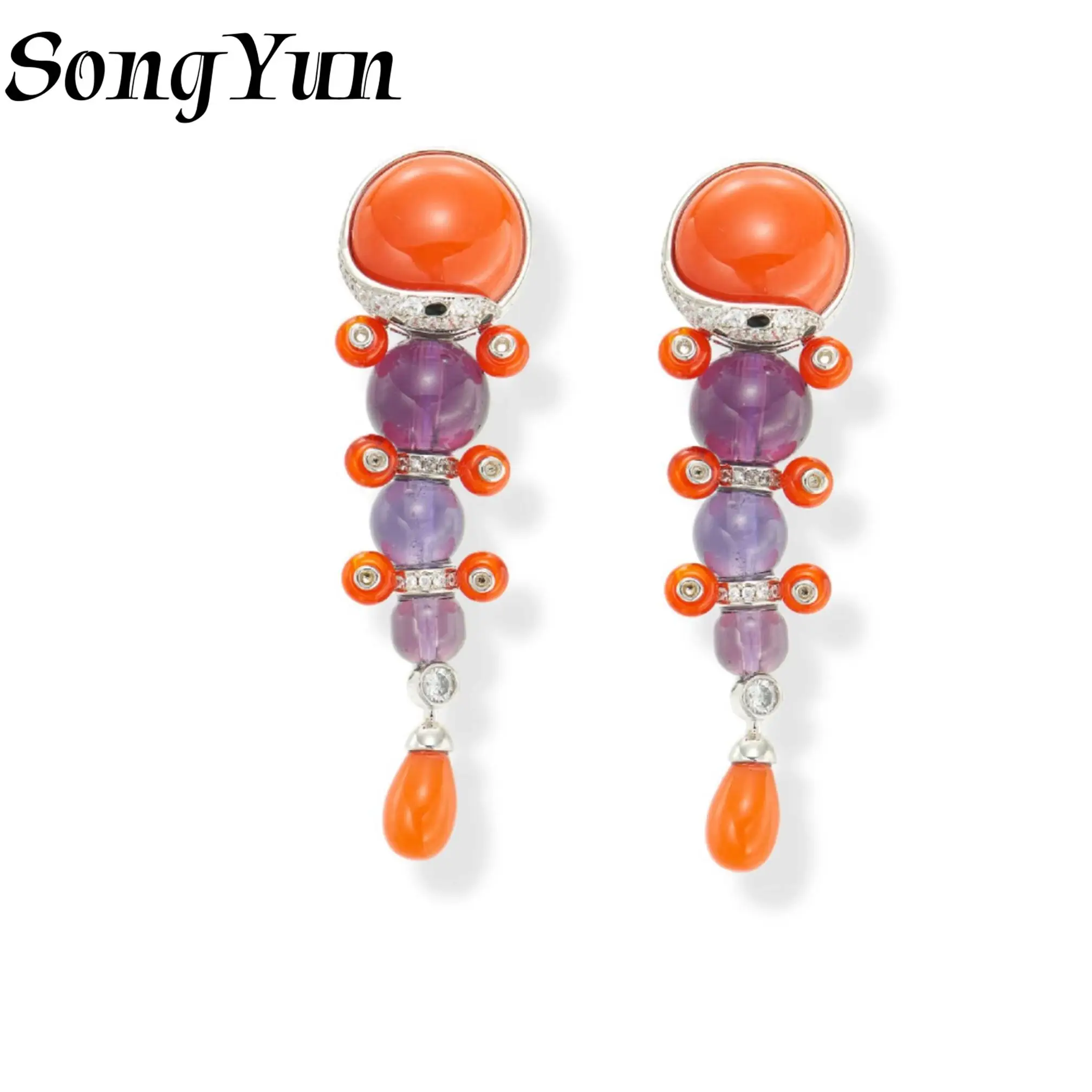SY Luxury Jewelry Natural Crystal Amethyst Stud Earrings 925 Sterling Silver Cheetah Leopard Drop Earrings For Women Fine Jewel
SY Luxury Jewelry Natural Crystal Amethyst Stud Earrings 925 Sterling Silver Cheetah Leopard Drop Earrings For Women Fine Jewel