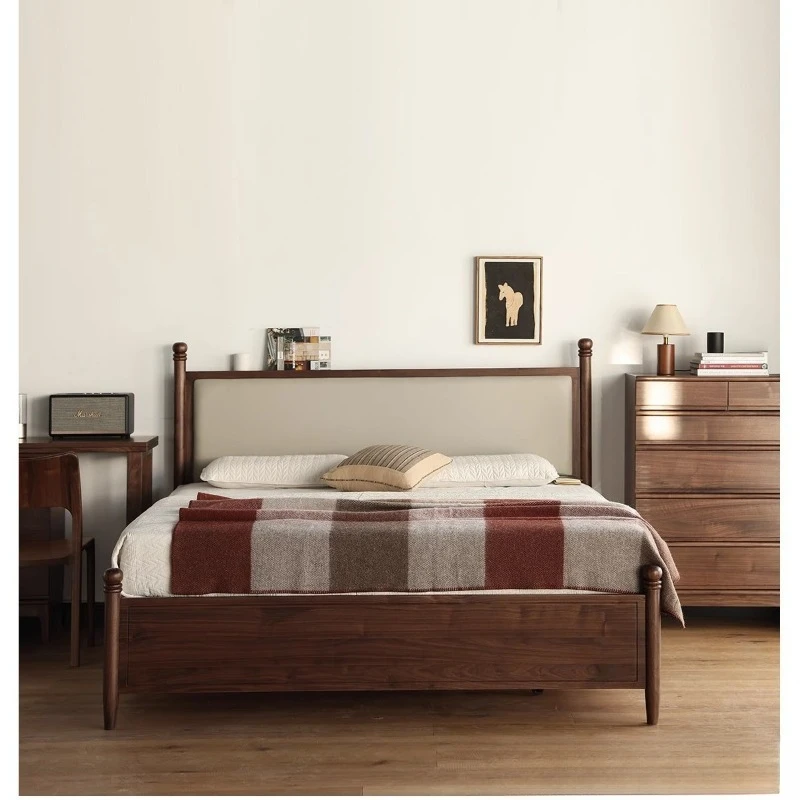 Nordic retro black walnut box bed modern simple Japanese small apartment full solid wood high box storage double bed
Nordic retro black walnut box bed modern simple Japanese small apartment full solid wood high box storage double bed