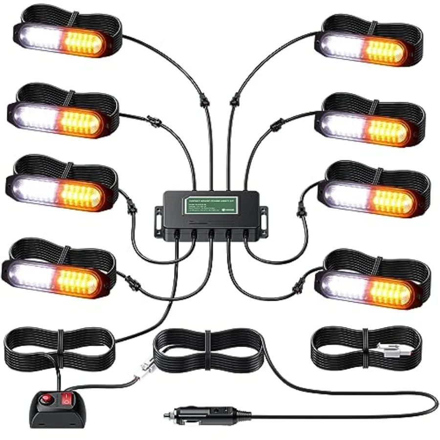 LED Surface Mount Strobe Lights Kit, White Amber Flashing Car Truck Strobe Light, 8pcs Surface Mount Emergency Warning Flashing
LED Surface Mount Strobe Lights Kit, White Amber Flashing Car Truck Strobe Light, 8pcs Surface Mount Emergency Warning Flashing