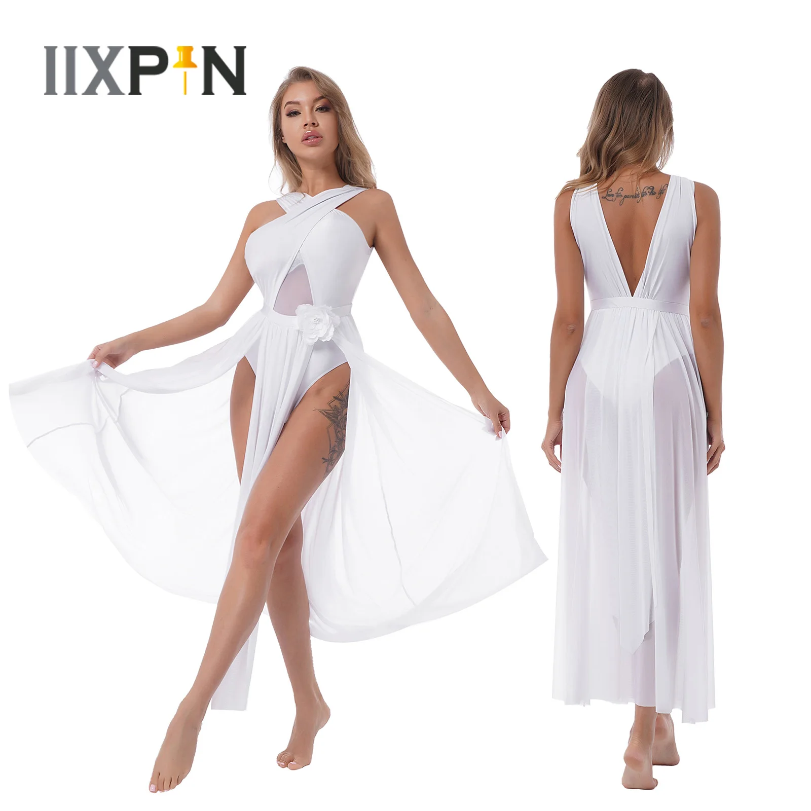 Womens Lyrical Dance Dress Flower Decor Sheer Mesh Criss Cross Moden Dance Dresses Ladies Dancewear Stage Performance Costumes
Womens Lyrical Dance Dress Flower Decor Sheer Mesh Criss Cross Moden Dance Dresses Ladies Dancewear Stage Performance Costumes