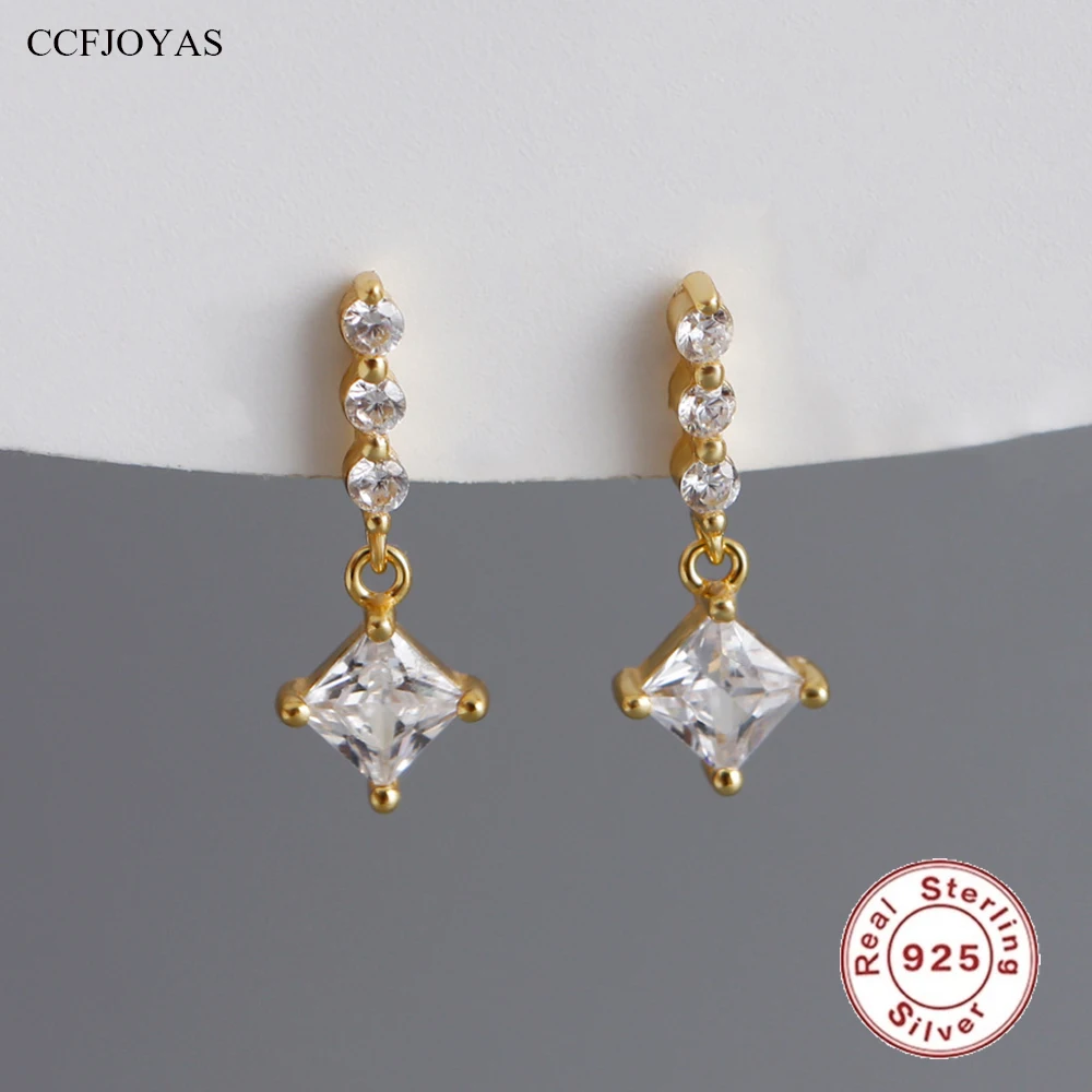 CCFJOYAS 100% 925 Sterling Silver White Zircon Stud Earrings for Women Simple INS CZ Piercing Earrings Fashion Jewelry Gift
CCFJOYAS 100% 925 Sterling Silver White Zircon Stud Earrings for Women Simple INS CZ Piercing Earrings Fashion Jewelry Gift