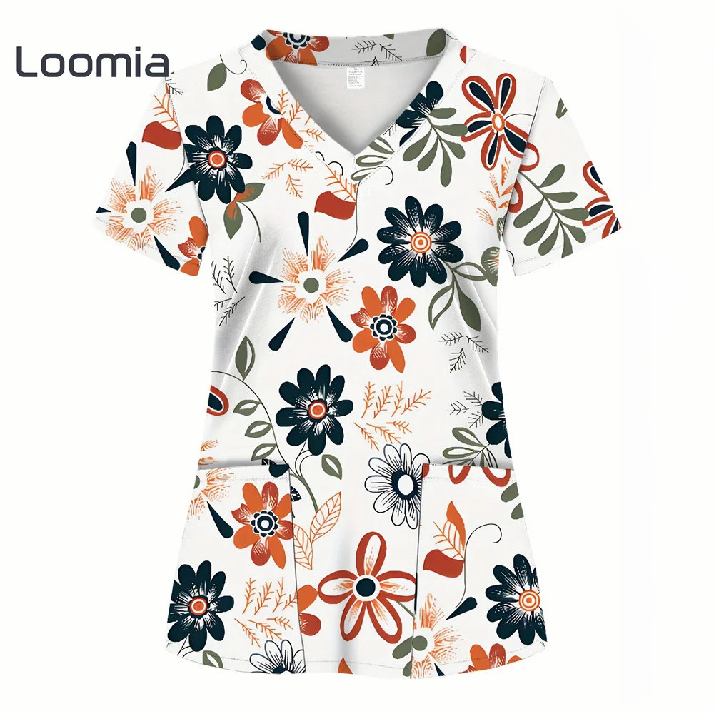 Fashion Flower Print Surgical Uniforms Woman Summer Casual Clinical Uniform Woman V-Neck Woman Clothes Loose Trendy Top Women
Fashion Flower Print Surgical Uniforms Woman Summer Casual Clinical Uniform Woman V-Neck Woman Clothes Loose Trendy Top Women