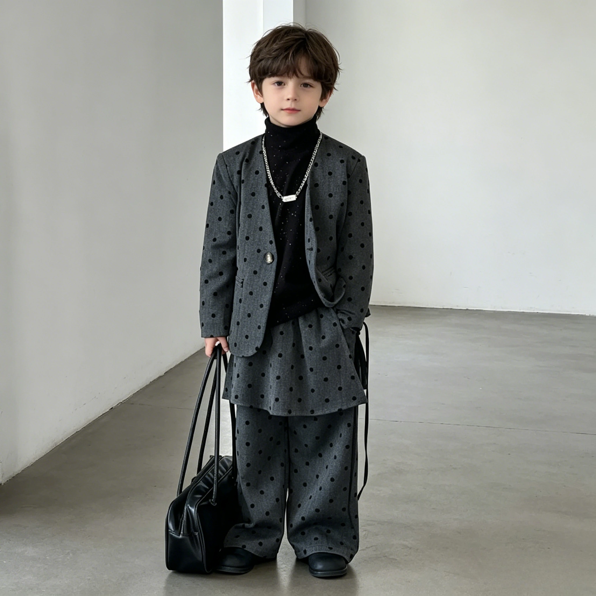 Boys 3Pcs Polka Dot Suit Set Blazer Turtleneck Shirt Pants Kids Casual Streetwear Outfit for School Party Performance Photoshoot
Boys 3Pcs Polka Dot Suit Set Blazer Turtleneck Shirt Pants Kids Casual Streetwear Outfit for School Party Performance Photoshoot