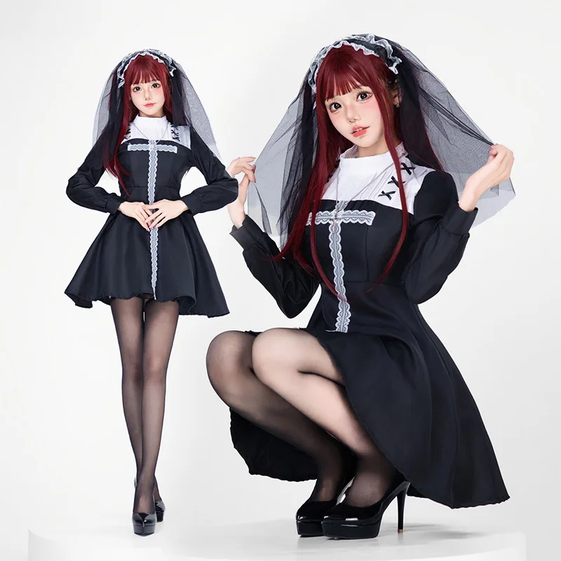 Halloween Costume Gothic Style Ghost Bride Cosplay Dark Style Cross Cute Sexy Nun Witch Vampire Performance Costume
Halloween Costume Gothic Style Ghost Bride Cosplay Dark Style Cross Cute Sexy Nun Witch Vampire Performance Costume