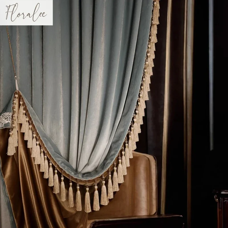 French Light Luxury Curtains for Villa Living Room Bedroom New Blue Golden Brown Curtains High-end Thickening Shading Customized
French Light Luxury Curtains for Villa Living Room Bedroom New Blue Golden Brown Curtains High-end Thickening Shading Customized