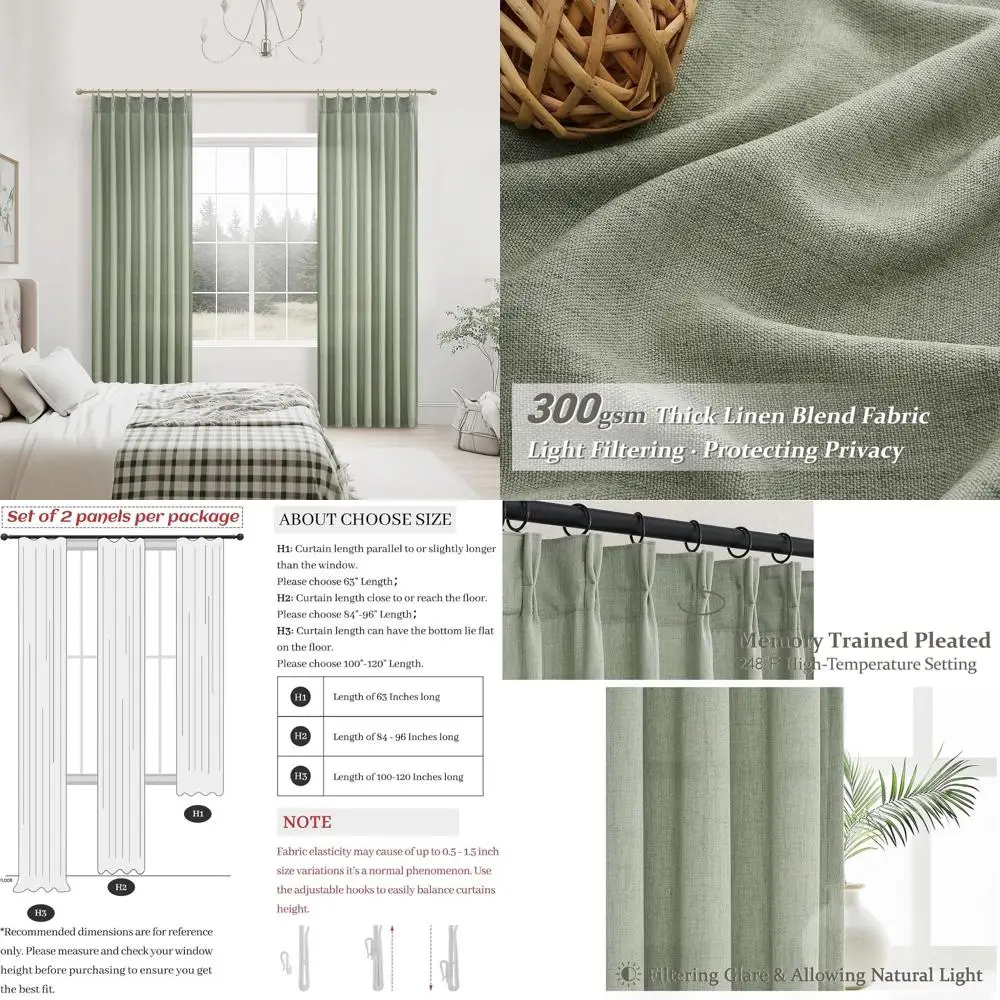 96 льняных прозрачных штор со складками для гостиной, светофильтрация конфиденциальности, комплект из 2 панелей с крючками и вкладкой на спине
96 льняных прозрачных штор со складками для гостиной, светофильтрация конфиденциальности, комплект из 2 панелей с крючками и вкладкой на спине