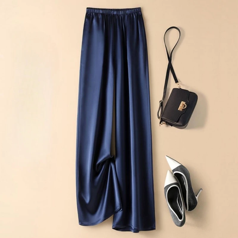 Smooth Acidic Silk Face Trousers Spring Summer Women's High Ice Silk Draped Bell Bottoms Solid Loose Fit Straight Leg Pants
Smooth Acidic Silk Face Trousers Spring Summer Women's High Ice Silk Draped Bell Bottoms Solid Loose Fit Straight Leg Pants