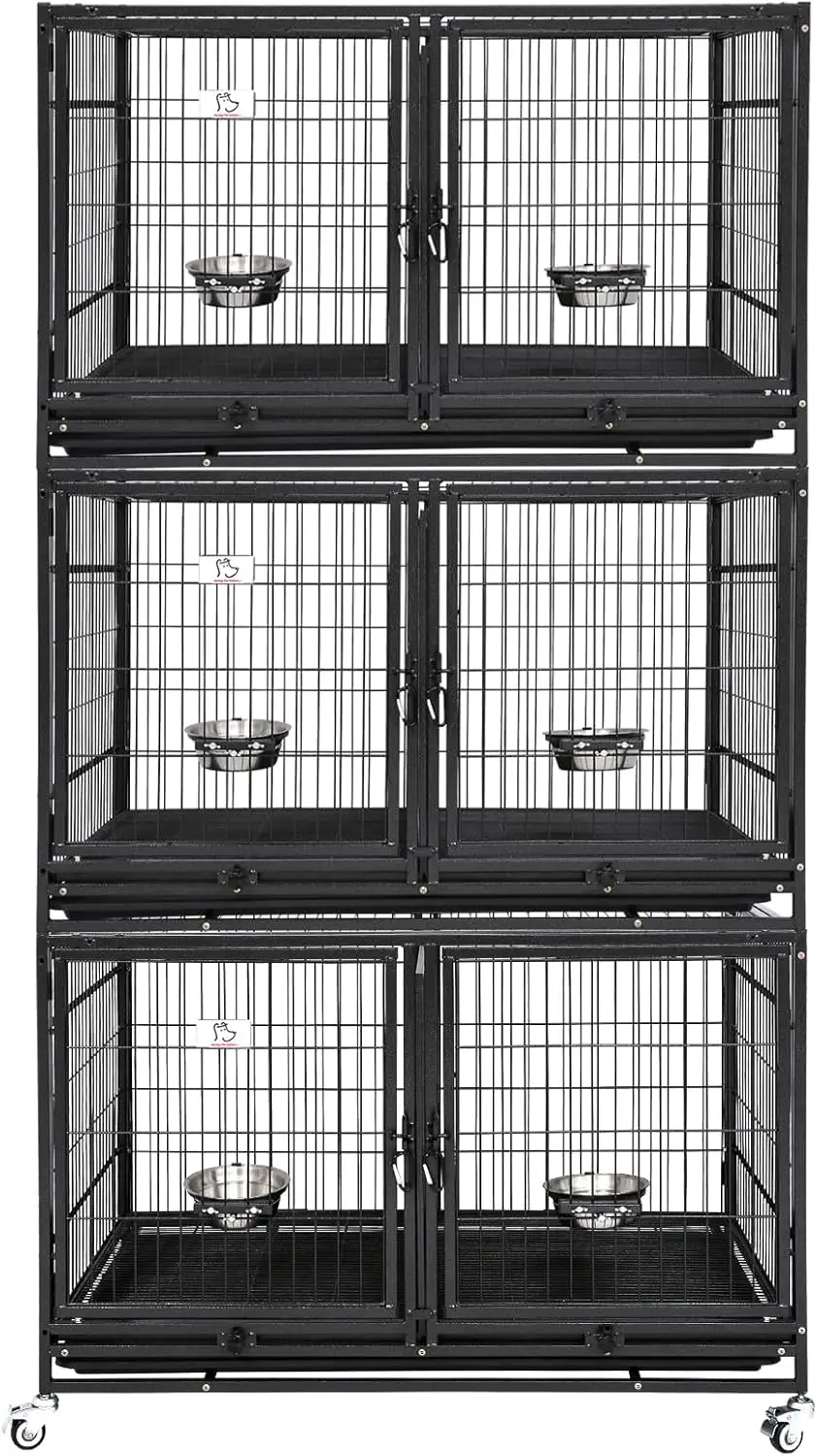 43 inch Dog Crate 3 Floor Stackable Heavy Duty Dog Kennel Dog Grooming cage with Feeding Doors and Divider
43 inch Dog Crate 3 Floor Stackable Heavy Duty Dog Kennel Dog Grooming cage with Feeding Doors and Divider