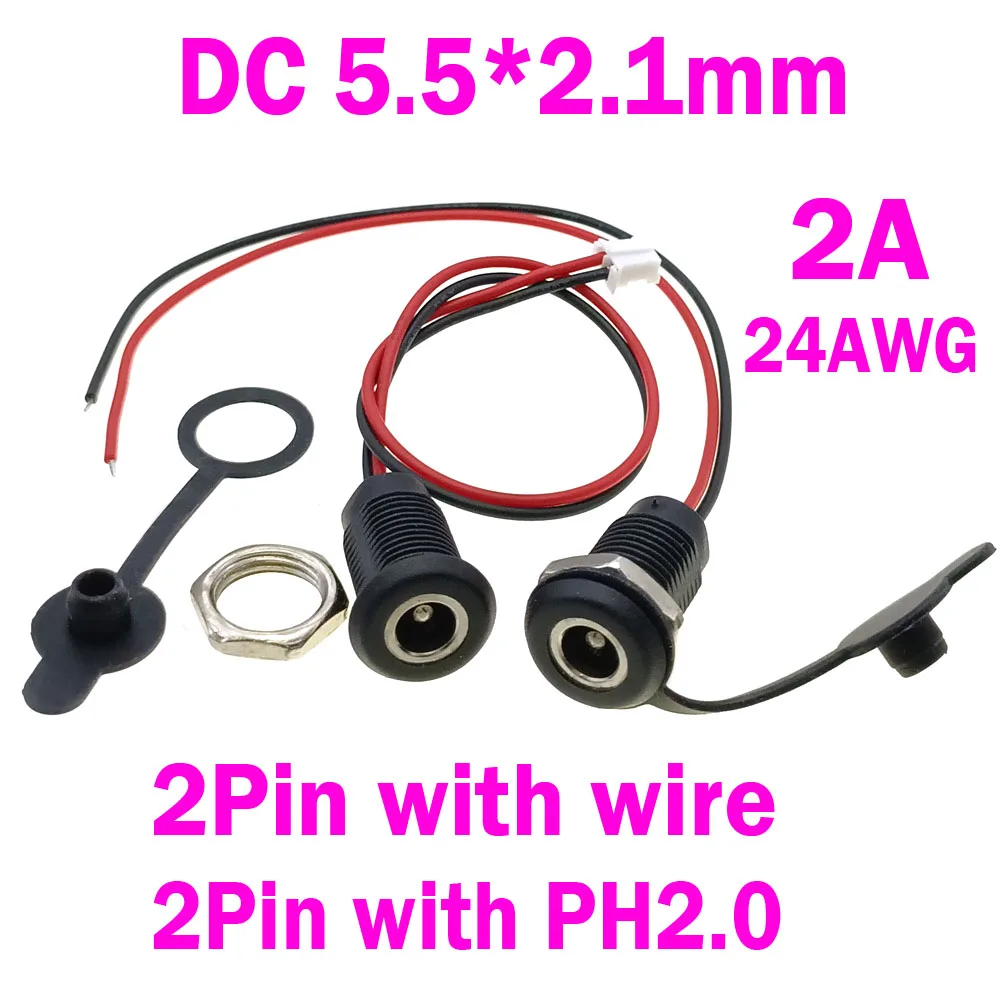 2A 24AWG DC 5.5*2.1mm Socket DC Power Supply Jack Socket Plug Female Panel Mount Connector 5.5mm×2.1mm PH2.0 Adapter
2A 24AWG DC 5.5*2.1mm Socket DC Power Supply Jack Socket Plug Female Panel Mount Connector 5.5mm×2.1mm PH2.0 Adapter