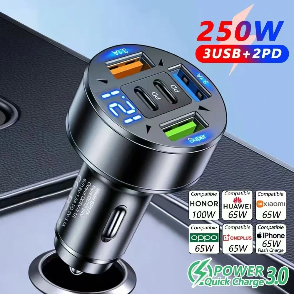 5-in-1 Car Charger Fast Charging USB C Multi-Port Cigarette Lighter Adapter
5-in-1 Car Charger Fast Charging USB C Multi-Port Cigarette Lighter Adapter