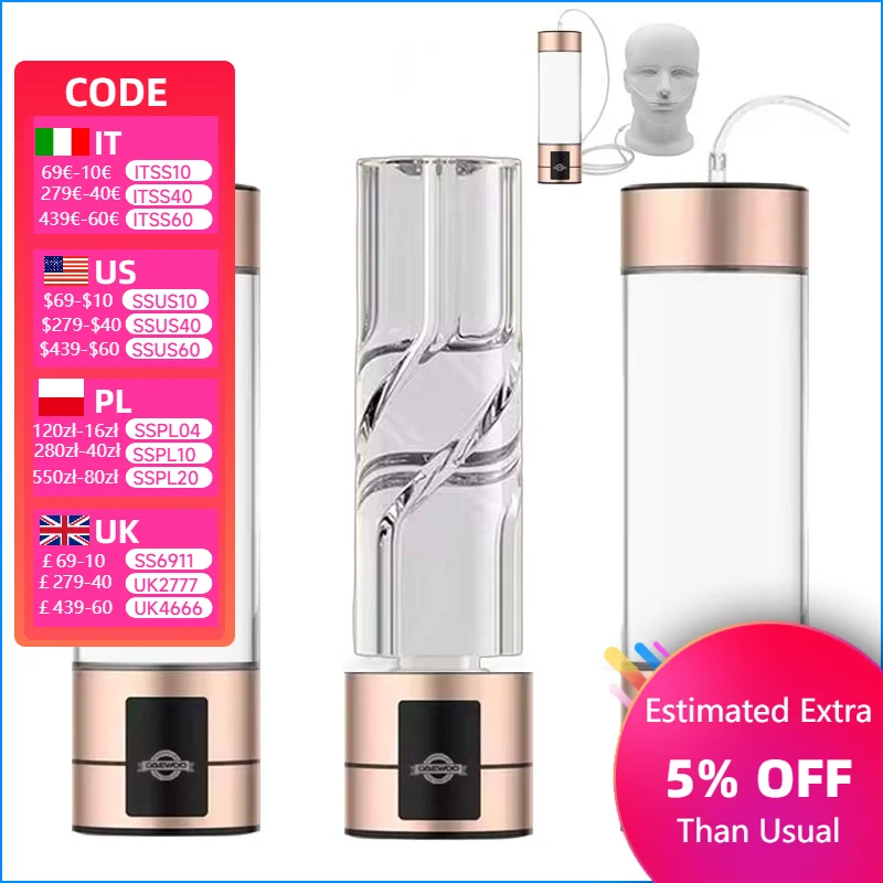 Hydrogen Water Generator Bottle Imported proton membrane SPE PEM Dual Chamber Maker lonizer Cup H2 Inhalar Time display
Hydrogen Water Generator Bottle Imported proton membrane SPE PEM Dual Chamber Maker lonizer Cup H2 Inhalar Time display