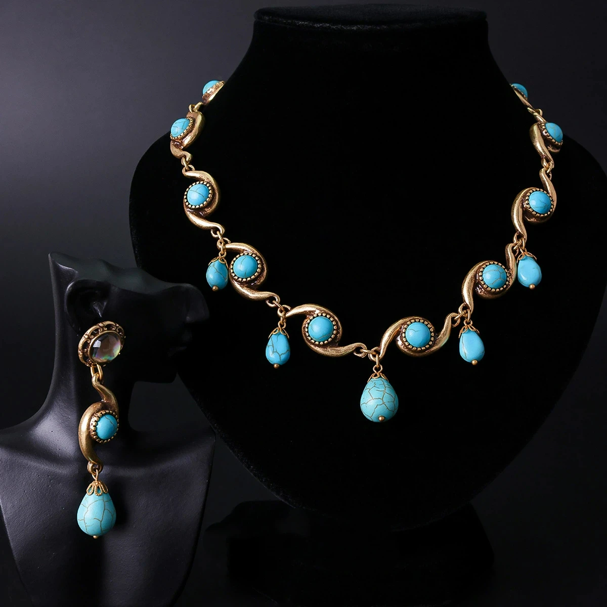 Fashion Atmosphere Boho Style Medieval Vintage Retro Blue Turquoise Stone Tassel Necklace Water Drop Stone Resin Shell Earring
Fashion Atmosphere Boho Style Medieval Vintage Retro Blue Turquoise Stone Tassel Necklace Water Drop Stone Resin Shell Earring