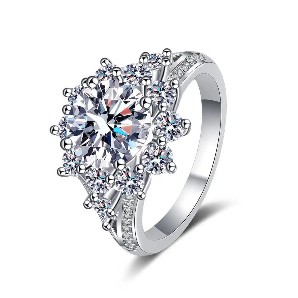 s925 Silver Round D VVS1 3CT Moissanite Sunflower Halo Cocktail Ring Big Stone Vintage Statement Fine Jewelry For Women
s925 Silver Round D VVS1 3CT Moissanite Sunflower Halo Cocktail Ring Big Stone Vintage Statement Fine Jewelry For Women