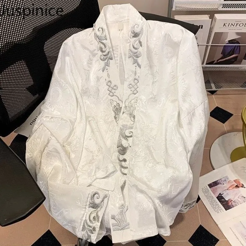 Juspinice New Chinese Style Heavy Industry Embroidery V-neck Long Sleeved Shirt for Women Ace Up Jacquard Small Shirt
Juspinice New Chinese Style Heavy Industry Embroidery V-neck Long Sleeved Shirt for Women Ace Up Jacquard Small Shirt