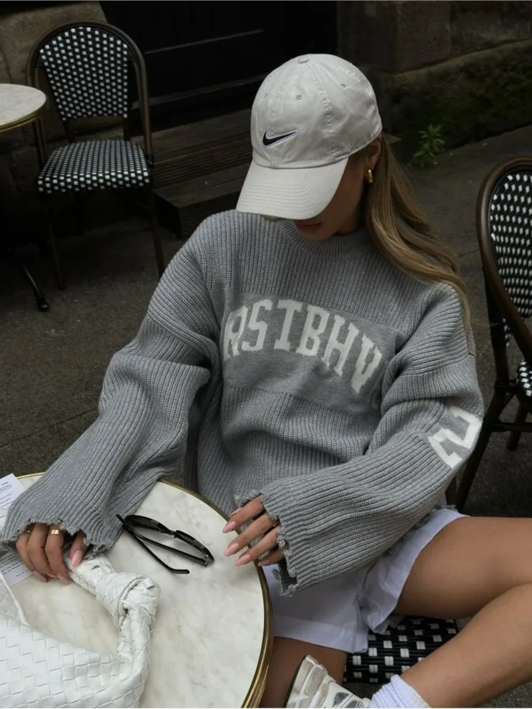 New Autumn Winter Casual Women Letter Jacquard Long Sleeve Knitted Sweater, Trendy Chunky Loose Pullover Jumper Tops, Streetwear
New Autumn Winter Casual Women Letter Jacquard Long Sleeve Knitted Sweater, Trendy Chunky Loose Pullover Jumper Tops, Streetwear