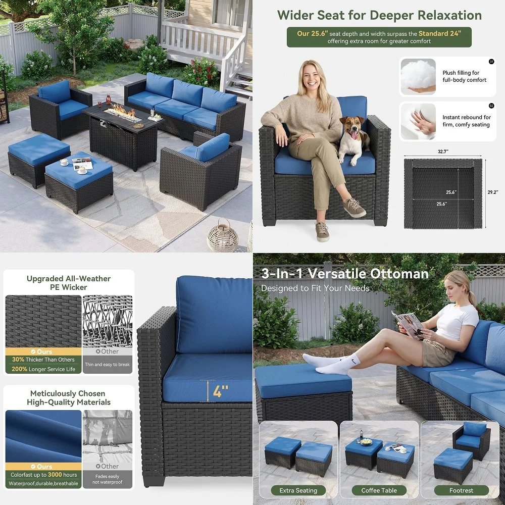 7 Pieces Outdoor Patio Furniture Set, Outdoor Conversation Sets Wicker Sectional Couch Rattan Sofa with Thick Cushions amp Coff
7 Pieces Outdoor Patio Furniture Set, Outdoor Conversation Sets Wicker Sectional Couch Rattan Sofa with Thick Cushions amp Coff