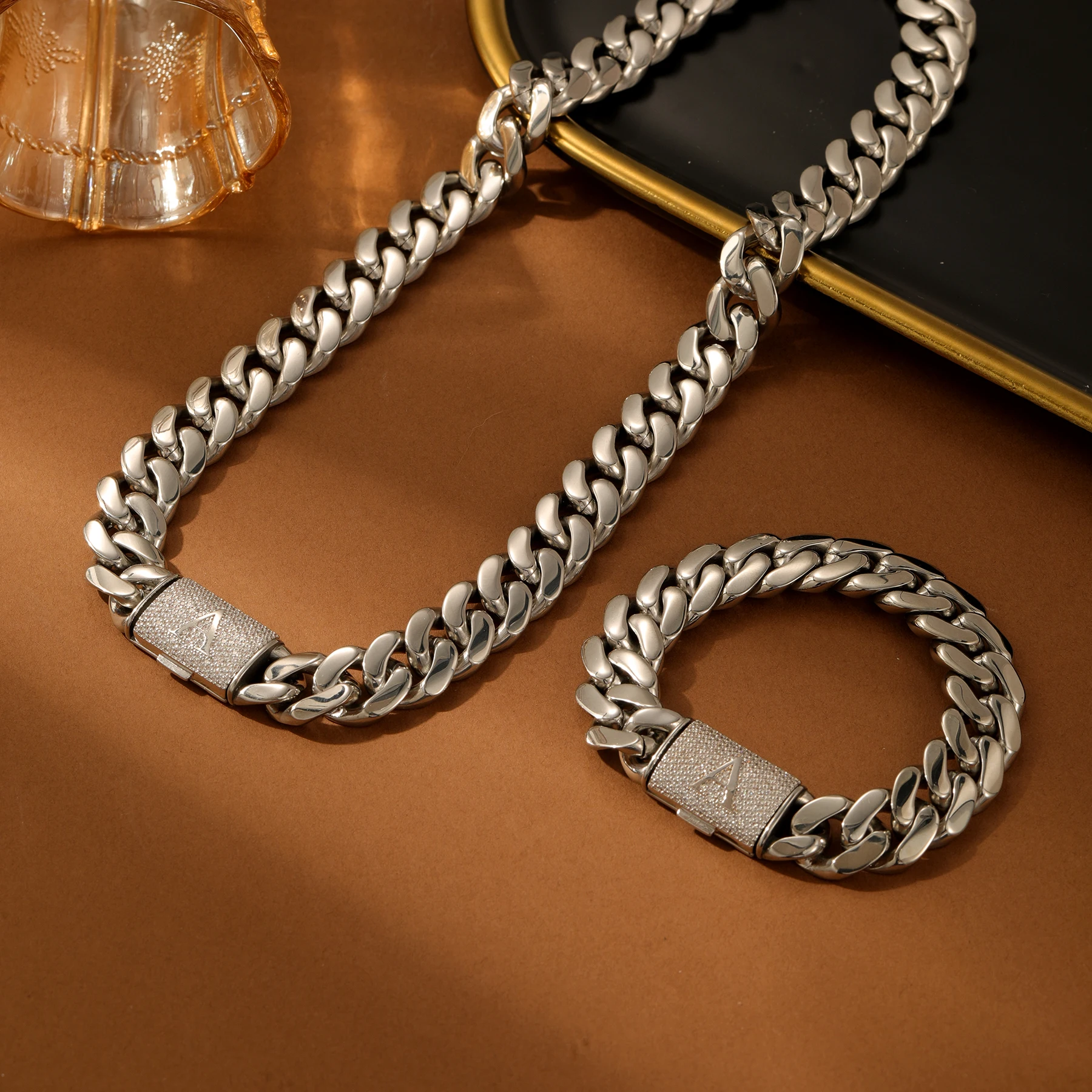 Custom Initial Letter Set Necklace Bracelet Pave Zircon Alphabet Stainless Steel Miami Cuban Chain Father's Day Gift for Men
Custom Initial Letter Set Necklace Bracelet Pave Zircon Alphabet Stainless Steel Miami Cuban Chain Father's Day Gift for Men
