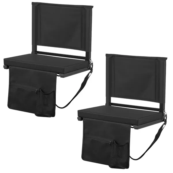Stadium Seat, Folding Bleacher Seat with Back Support and Thick Cushion, Padded Stadium Seats for Bleacher Includes Shoulder Strap, Hooks, Cup Holder, and Side Pocket, Black Bleachers Chair
Stadium Seat, Folding Bleacher Seat with Back Support and Thick Cushion, Padded Stadium Seats for Bleacher Includes Shoulder Strap, Hooks, Cup Holder, and Side Pocket, Black Bleachers Chair
