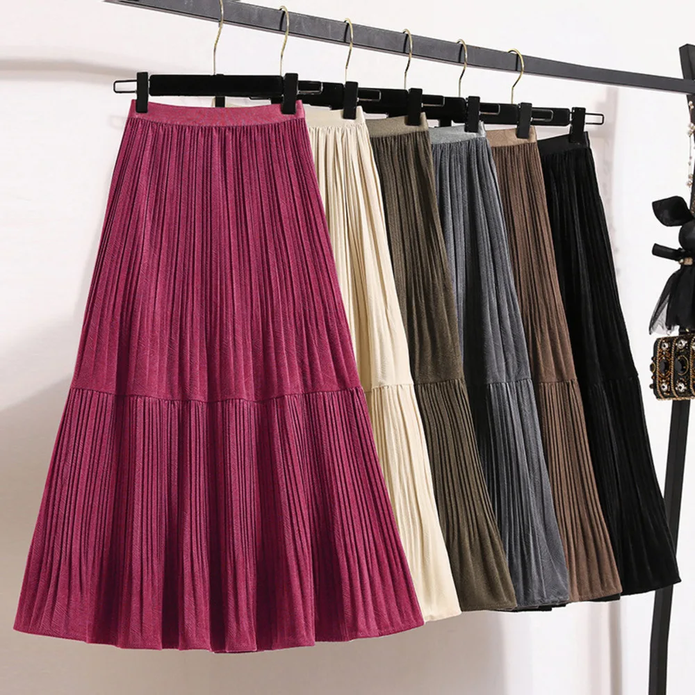 New In Women's Autumn Winter Solid Color Korean Style Fashon Elegant Loose High Waist A-line Velvet Midi Long Skirts
New In Women's Autumn Winter Solid Color Korean Style Fashon Elegant Loose High Waist A-line Velvet Midi Long Skirts
