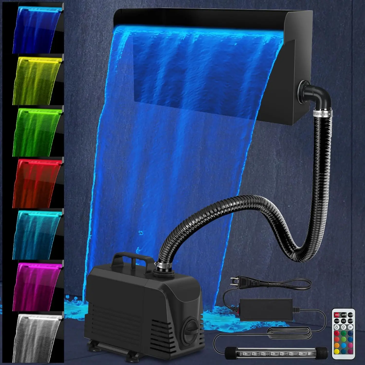 All-in-1 Stainless Steel Pond Waterfall Kit with LED Lights, 660GPH Pump for Garden, Backyard & Pool Decor (8inch)
All-in-1 Stainless Steel Pond Waterfall Kit with LED Lights, 660GPH Pump for Garden, Backyard & Pool Decor (8inch)