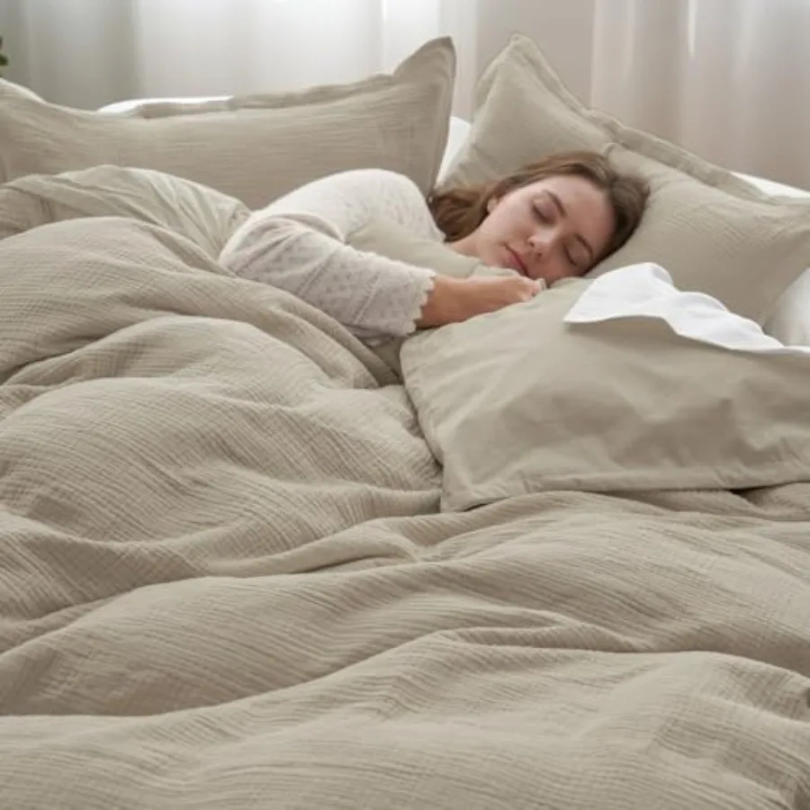 Cotton Muslin Duvet Cover Size, 3-Layer Ultra-Soft Lightweight Breathable Textured Guaze, Skin-Friendly Minimalist Comforter Co
Cotton Muslin Duvet Cover Size, 3-Layer Ultra-Soft Lightweight Breathable Textured Guaze, Skin-Friendly Minimalist Comforter Co