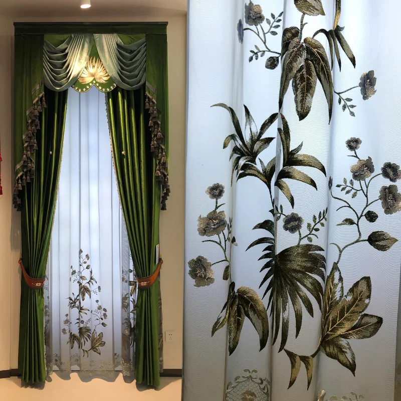 Custom Fantastic American vintage living room embroidered gauze velvet green cloth blackout curtain tulle valance drape C2101
Custom Fantastic American vintage living room embroidered gauze velvet green cloth blackout curtain tulle valance drape C2101