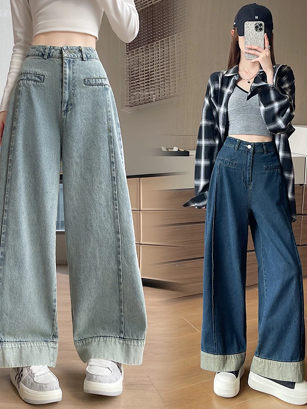 Summer Style High Waist Straight Leg Jeans Deep Blue Wide Leg Crop Pants Retro Brand Buckle Casual Cotton Ladies Jeans
Summer Style High Waist Straight Leg Jeans Deep Blue Wide Leg Crop Pants Retro Brand Buckle Casual Cotton Ladies Jeans