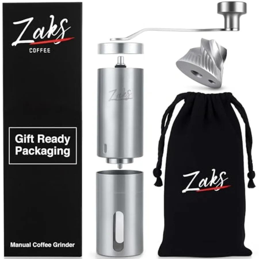 ZaksCoffee Manual Coffee Grinder Stainless Steel Core Hand Coffee Grinder with 11 Adjustable Settings, Durable Handle and Knob,
ZaksCoffee Manual Coffee Grinder Stainless Steel Core Hand Coffee Grinder with 11 Adjustable Settings, Durable Handle and Knob,