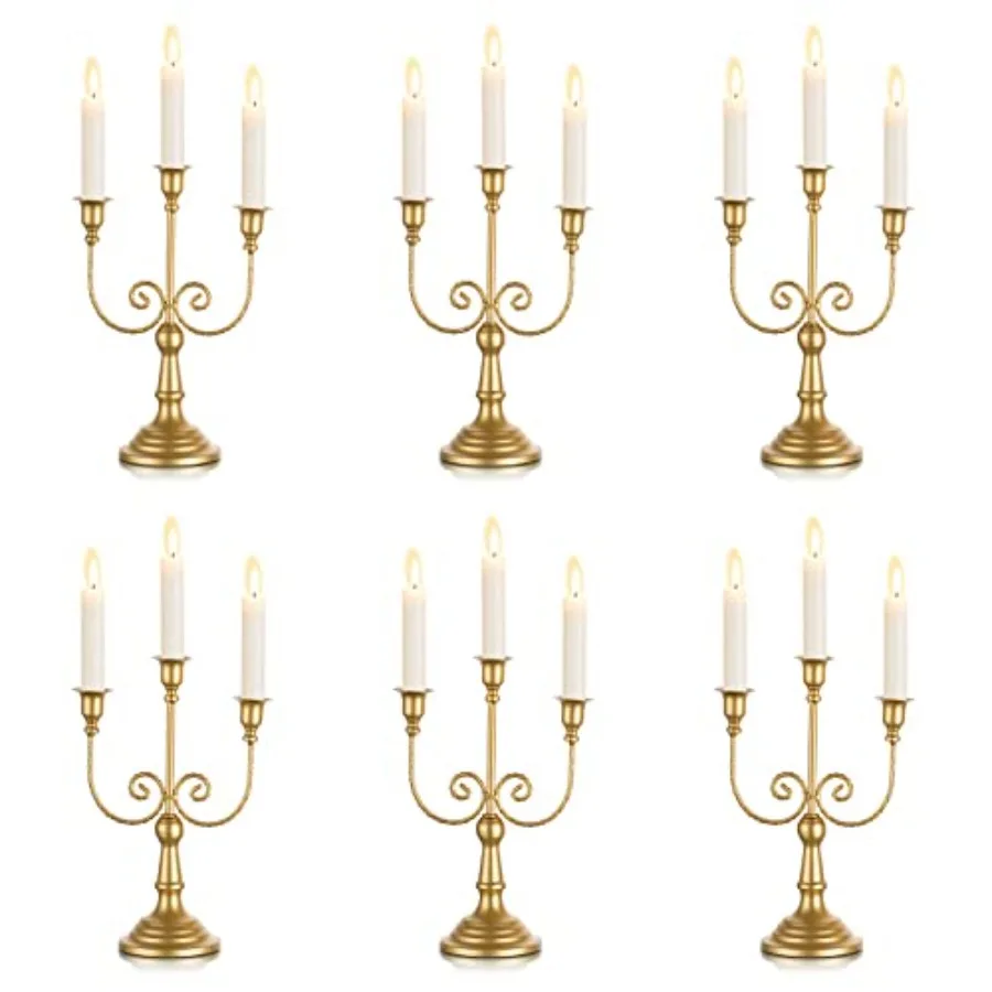 Gold Taper Candle Holder for Centerpiece - 3-arm Candlesticks Holder for Wedding Table Centerpieces Metal Candle Stick Holders
Gold Taper Candle Holder for Centerpiece - 3-arm Candlesticks Holder for Wedding Table Centerpieces Metal Candle Stick Holders