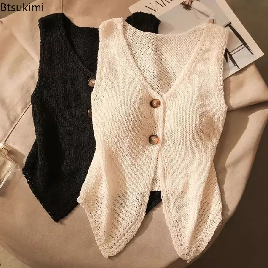 Women's Korean Style Knitted Cardigan Tanks Top Solid Versatile Ice Silk Vest Slim Fit T-shirt Fashion Female Short Vest Tops
Women's Korean Style Knitted Cardigan Tanks Top Solid Versatile Ice Silk Vest Slim Fit T-shirt Fashion Female Short Vest Tops