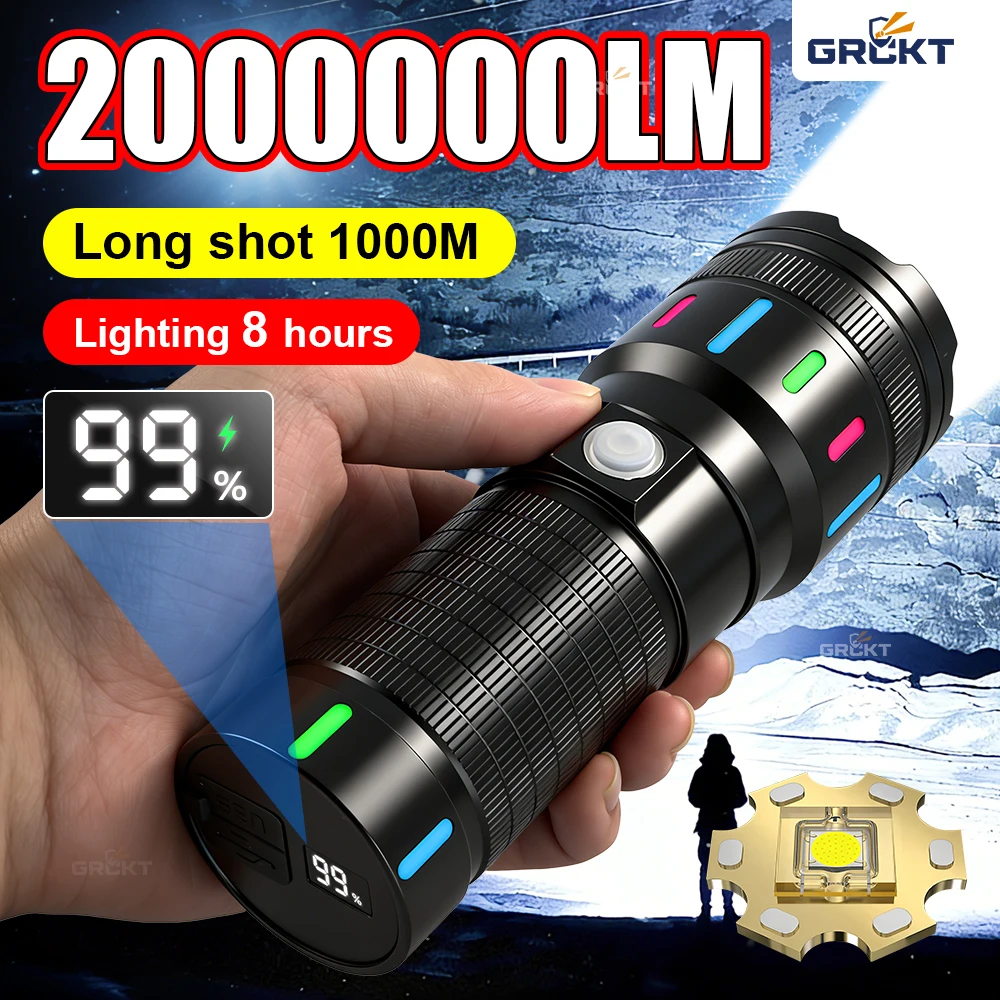 2000000LM High Power LED Flashlight Most Powerful USB Rechargeable Torch Waterproof Lantern for Hiking Outdoor 18650 Flashlights
2000000LM High Power LED Flashlight Most Powerful USB Rechargeable Torch Waterproof Lantern for Hiking Outdoor 18650 Flashlights