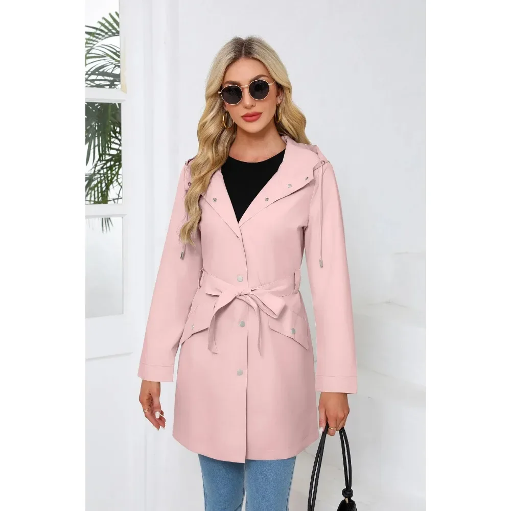 Women's Thin Hooded Waterproof Jacket with Belt Casual Loose Trench Coat 2025 Spring/Autumn New Hooded Water-Repellent Jacket
Women's Thin Hooded Waterproof Jacket with Belt Casual Loose Trench Coat 2025 Spring/Autumn New Hooded Water-Repellent Jacket
