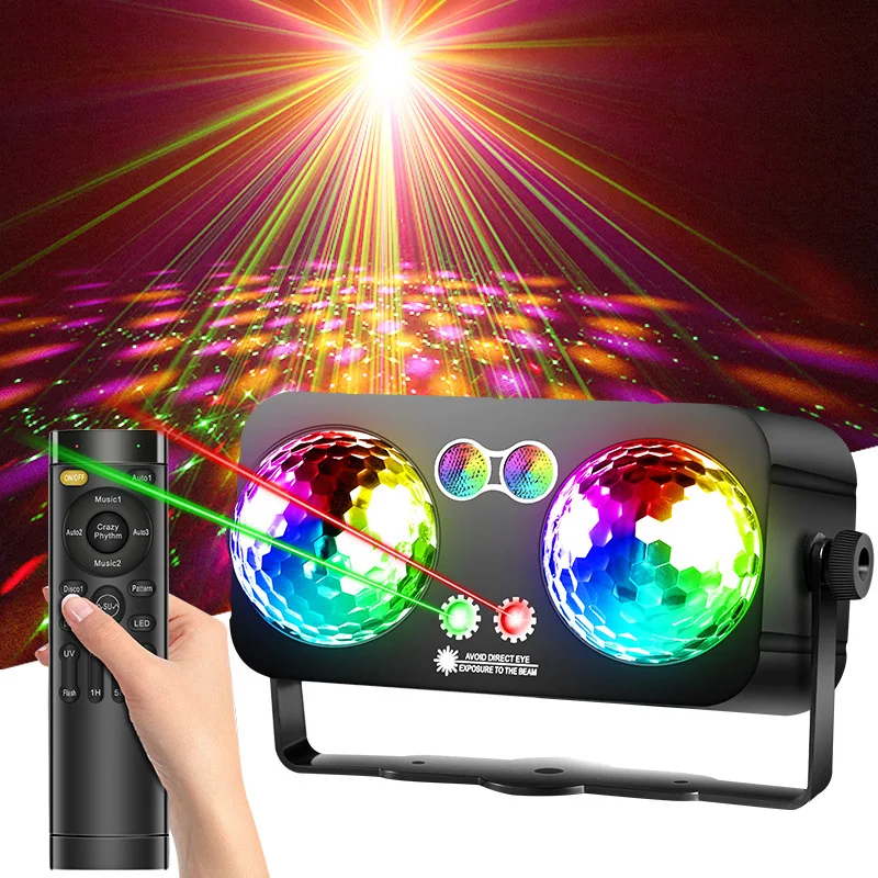 New double-headed magic ball colorful LED stage light KTV family atmosphere light strobe voice-activated bar light
New double-headed magic ball colorful LED stage light KTV family atmosphere light strobe voice-activated bar light