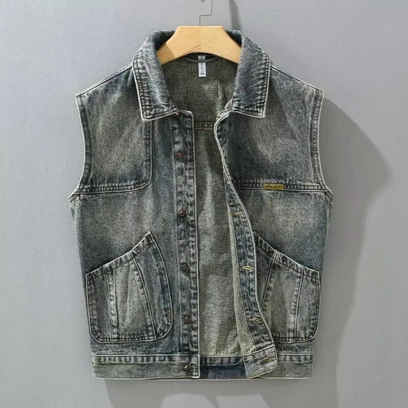 Retro Color Blocked Denim Vest Jacket Men's Korean Version Loose Straight Tube Sleeveless Outer Jacket Vest Top
Retro Color Blocked Denim Vest Jacket Men's Korean Version Loose Straight Tube Sleeveless Outer Jacket Vest Top