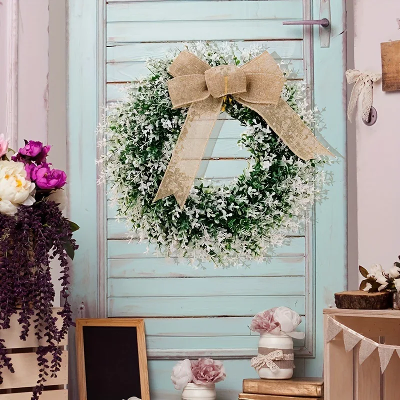 Linen Bow Artificial Green Leaf Plant Wreath, 15.7in Front Door Decoration Wreath Pendant-Linen Bow Green Leaf Wreath,
Linen Bow Artificial Green Leaf Plant Wreath, 15.7in Front Door Decoration Wreath Pendant-Linen Bow Green Leaf Wreath,