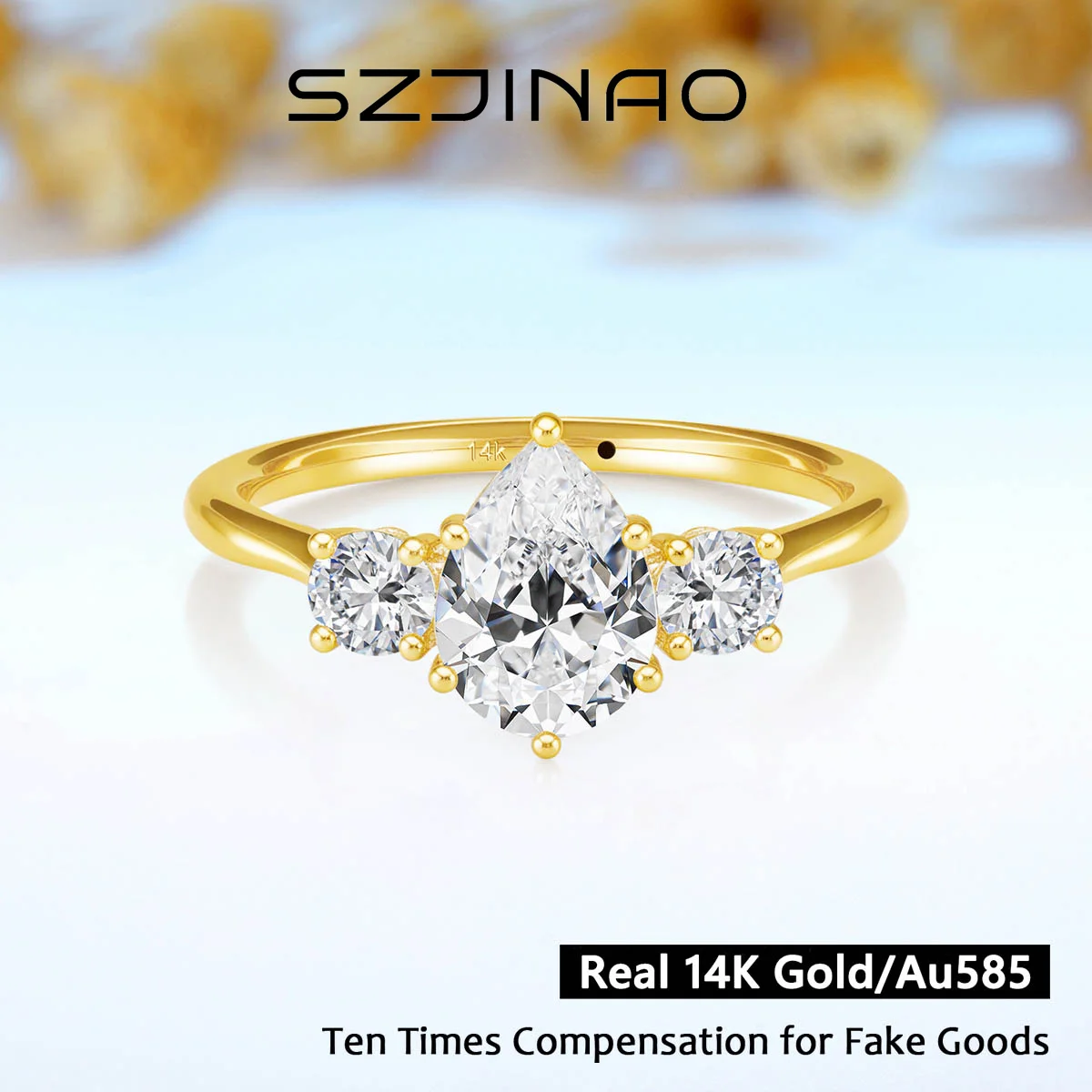 14k Gold Full Moissanite Diamond Ring for Women Teardrop Shape D VVS1 Bright Cut Genuine Au585 for Wedding Engagement Party Gift
14k Gold Full Moissanite Diamond Ring for Women Teardrop Shape D VVS1 Bright Cut Genuine Au585 for Wedding Engagement Party Gift