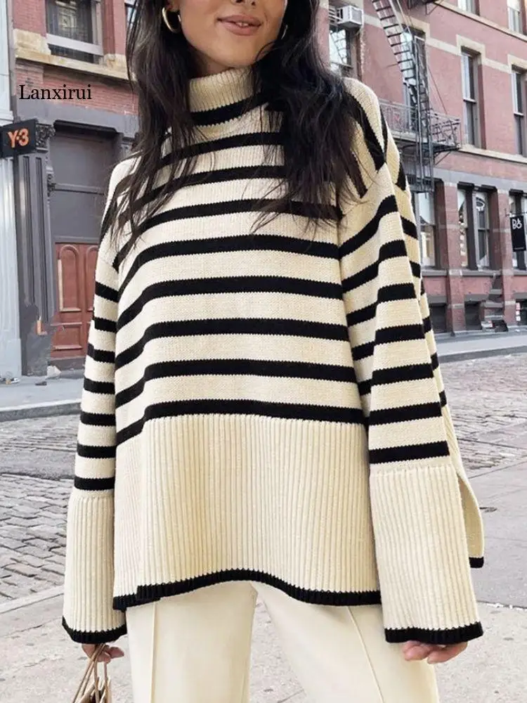 New Ladies Autumn Winter Turtleneck Sweater Women Pullover Tops Clothes Black White Striped Loose Casual Sweater Jumpers Female
New Ladies Autumn Winter Turtleneck Sweater Women Pullover Tops Clothes Black White Striped Loose Casual Sweater Jumpers Female