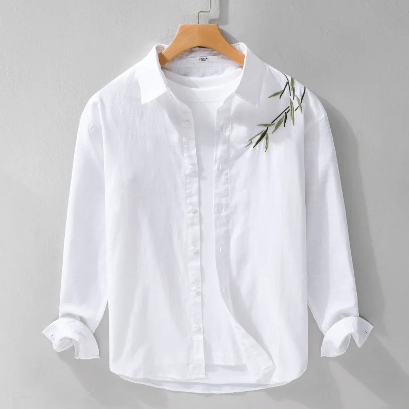 Cotton Linen Shirt Men Spring Summer Beach Breathable Long Sleeve Shirts Man Lapel Leaf Embroidery Shirt Chinese Style Clothing
Cotton Linen Shirt Men Spring Summer Beach Breathable Long Sleeve Shirts Man Lapel Leaf Embroidery Shirt Chinese Style Clothing