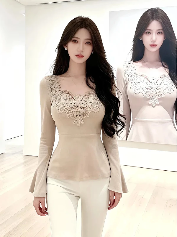 plus Size Lace Base irt Women's Long Sve Spring Inner Wear Design Sensation Slimming Blouse Korean Sle Commute Faion
plus Size Lace Base irt Women's Long Sve Spring Inner Wear Design Sensation Slimming Blouse Korean Sle Commute Faion