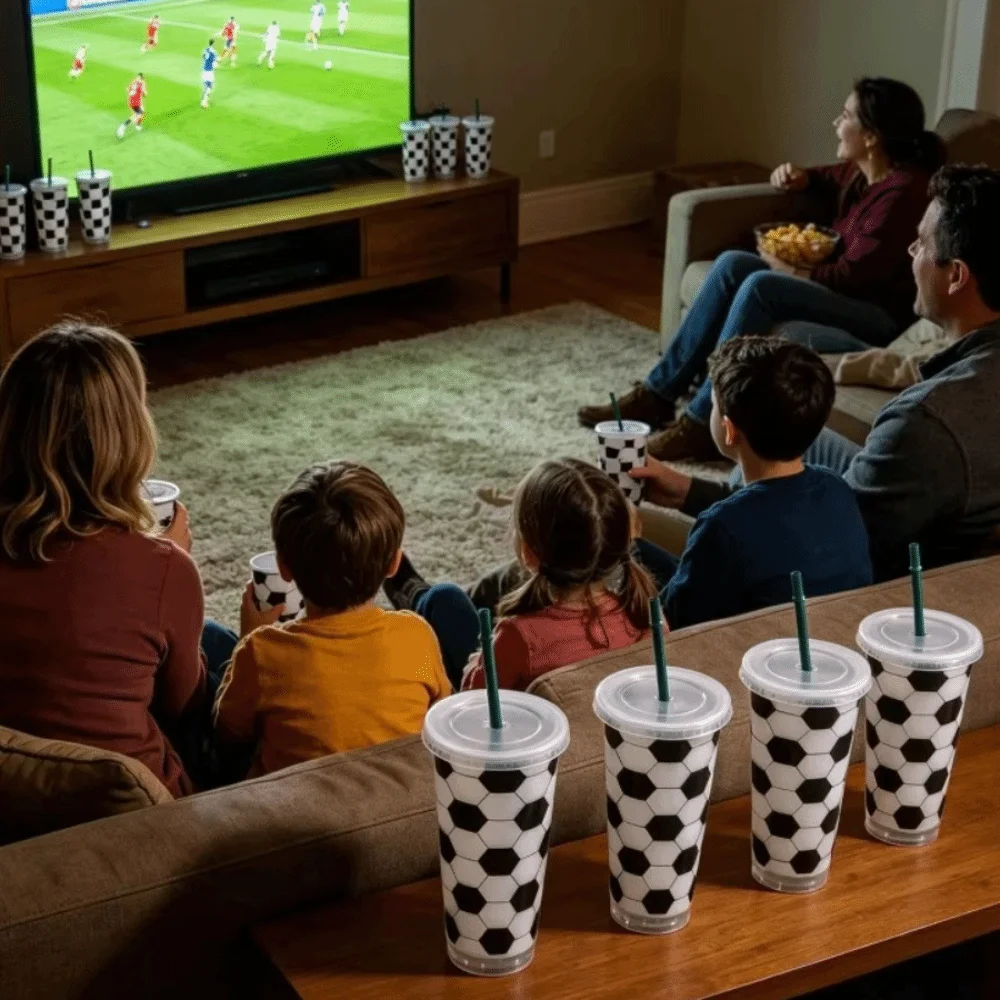 10PCS Practical 24OZ Soccer Pattern Straw Cups Reusable Large Capacity Soccer Themed Tumbler Single Layer PP Milk Tea Cup Party
10PCS Practical 24OZ Soccer Pattern Straw Cups Reusable Large Capacity Soccer Themed Tumbler Single Layer PP Milk Tea Cup Party