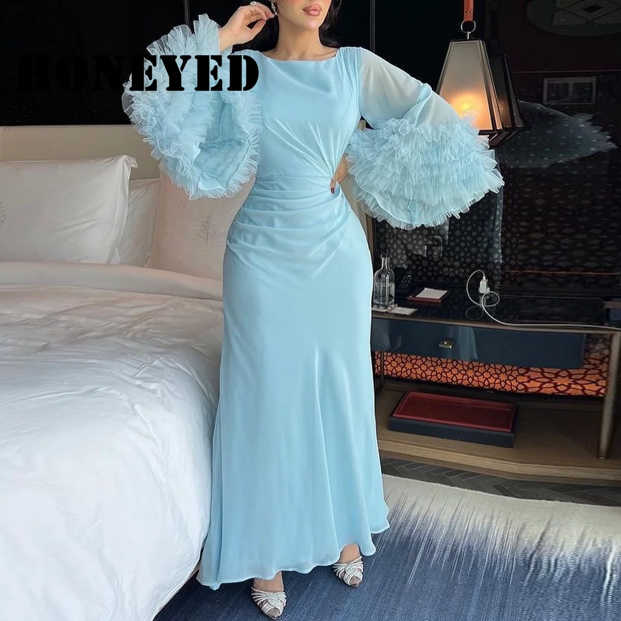 Chiffon Prom Dresses 2023 Flare Long Sleeves Ruffles Ankle-length Arabia Party Gown فساتين مناسبة رسمية Vestidos De
Chiffon Prom Dresses 2023 Flare Long Sleeves Ruffles Ankle-length Arabia Party Gown فساتين مناسبة رسمية Vestidos De