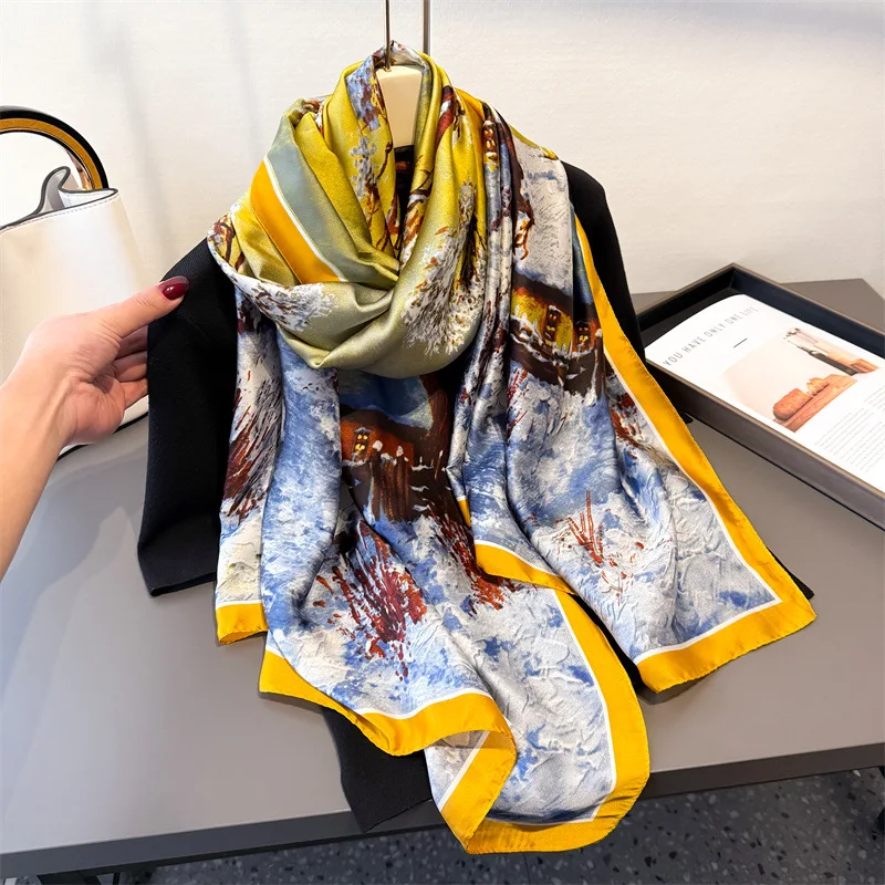 Новый тонкий принт из искусственного шелка, парча, солнцезащитный крем, элегантный длинный шарф, шаль, универсальный головной платок, женский шарф
Новый тонкий принт из искусственного шелка, парча, солнцезащитный крем, элегантный длинный шарф, шаль, универсальный головной платок, женский шарф