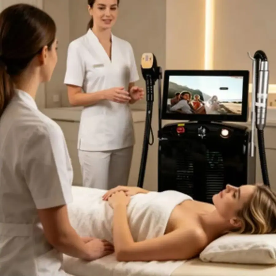 755nm, 808nm, 1064nm Diode Laser Hair Removal Machine - Painless, Permanent, Professional Hair Removal Solution.
755nm, 808nm, 1064nm Diode Laser Hair Removal Machine - Painless, Permanent, Professional Hair Removal Solution.