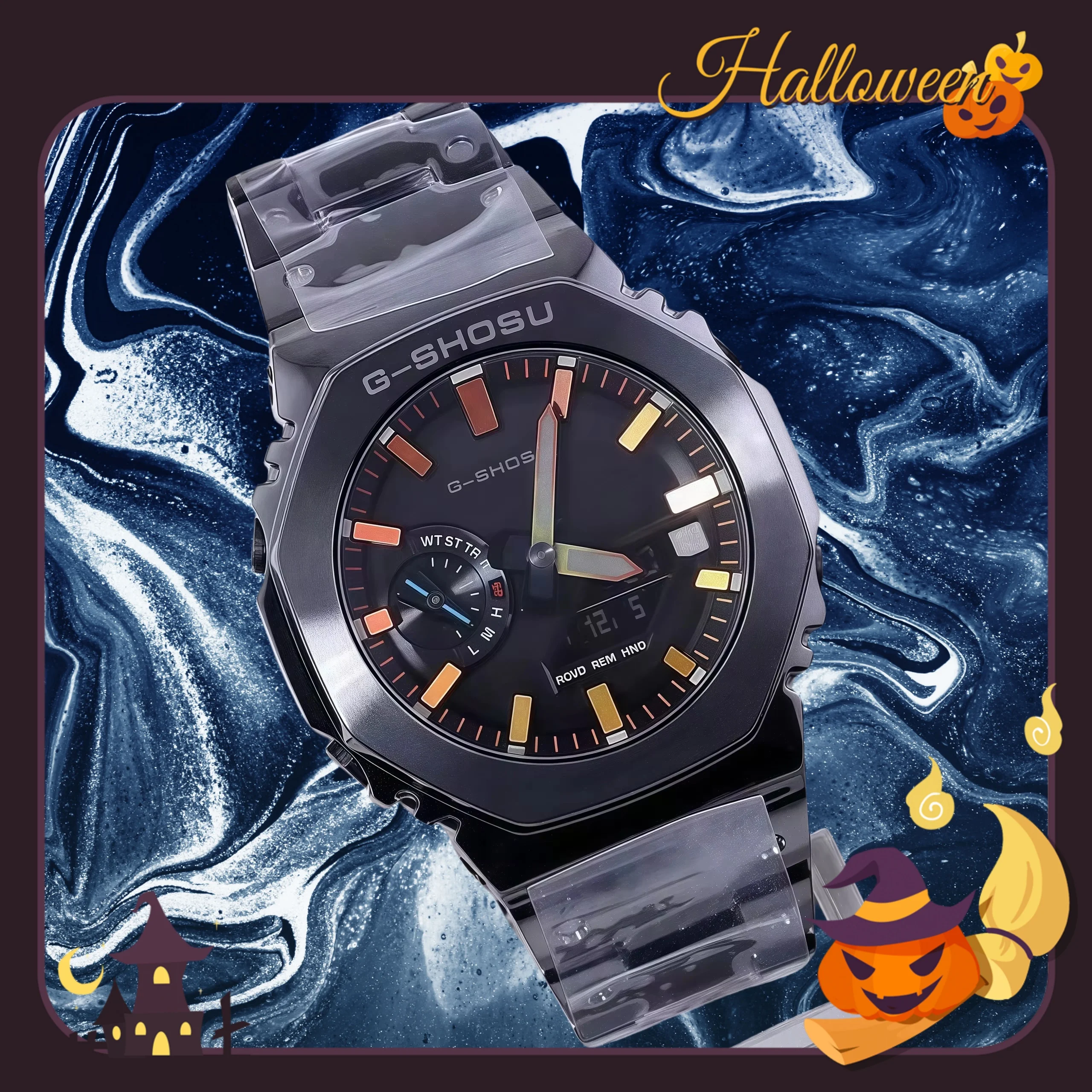 Черные спортивные цифровые часы унисекс GMB, мировое время, светодиодный двойной дисплей, большой циферблат
Черные спортивные цифровые часы унисекс GMB, мировое время, светодиодный двойной дисплей, большой циферблат