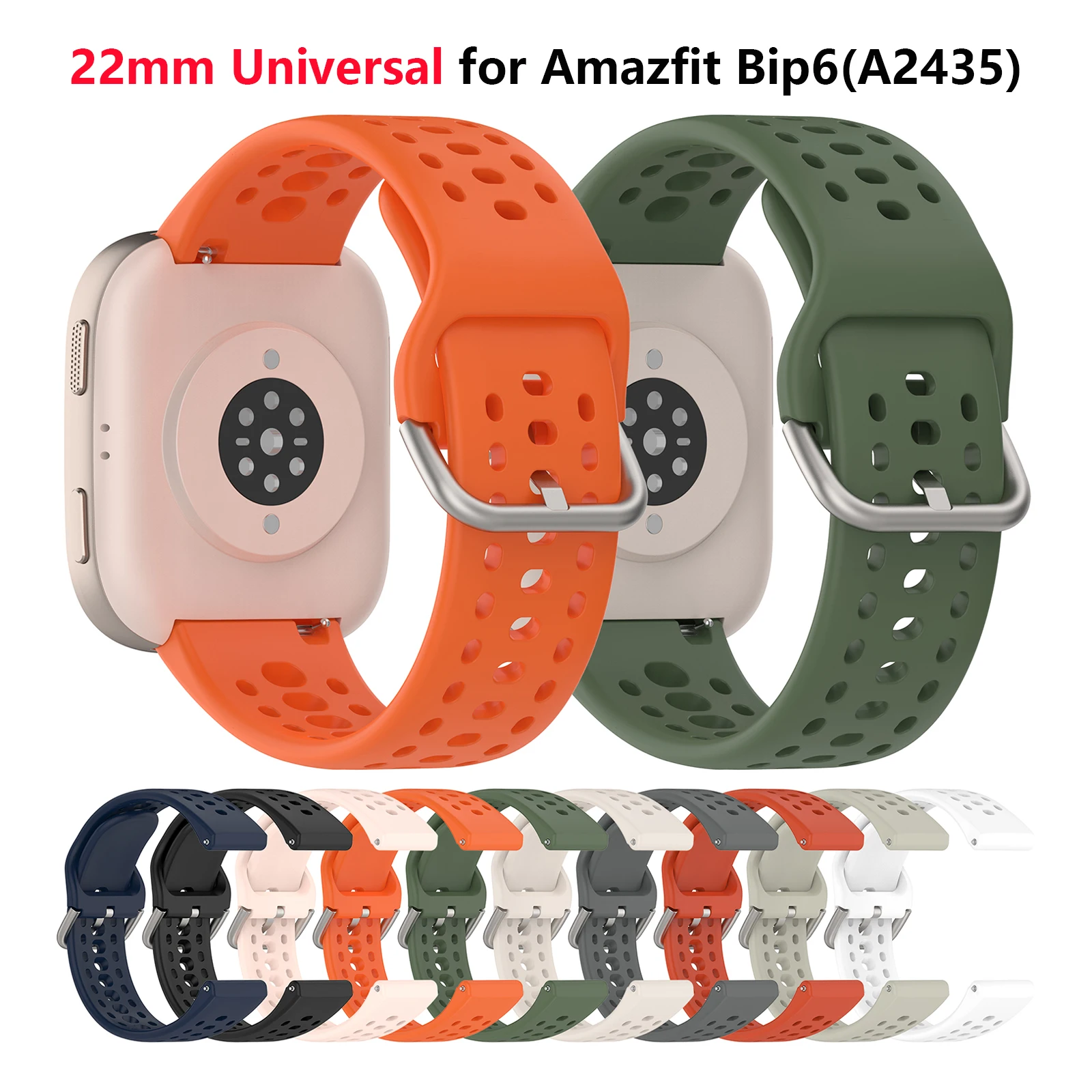 22mm Universal Silicone Strap for Amazfit Bip6(A2435) Smart watch Sport Strap for for Amazfit Bip5 Breathable Strap Accessories
22mm Universal Silicone Strap for Amazfit Bip6(A2435) Smart watch Sport Strap for for Amazfit Bip5 Breathable Strap Accessories