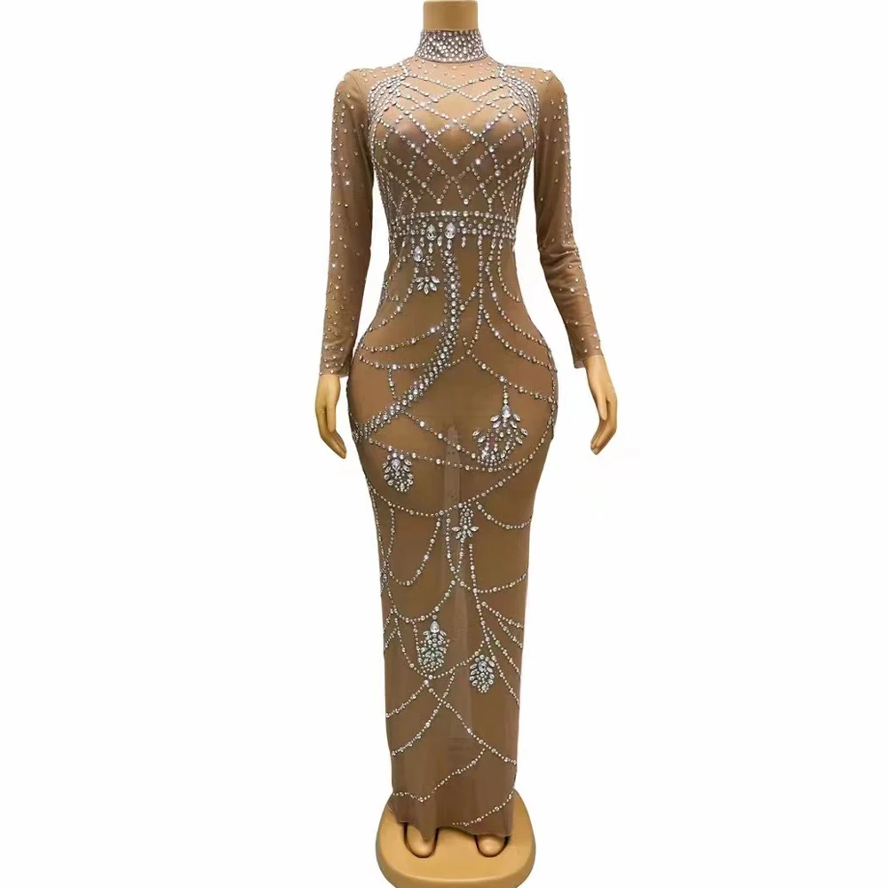Sparkly Silver Rhinestones Long Sleeves Crystals Long Dress Mesh Birthday Celebrate Costume Performance Photoshoot Dress
Sparkly Silver Rhinestones Long Sleeves Crystals Long Dress Mesh Birthday Celebrate Costume Performance Photoshoot Dress