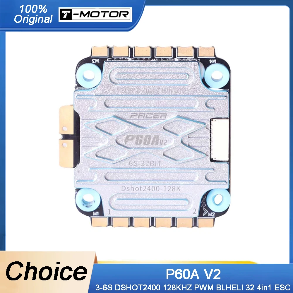 T-Motor P60A V2 4in1 ESC - 3-6S, BLHELI_32 32Bit, DSHOT2400, 128KHz, 30.5×30.5mm/M3 for 5-7" FPV Drones
T-Motor P60A V2 4in1 ESC - 3-6S, BLHELI_32 32Bit, DSHOT2400, 128KHz, 30.5×30.5mm/M3 for 5-7" FPV Drones