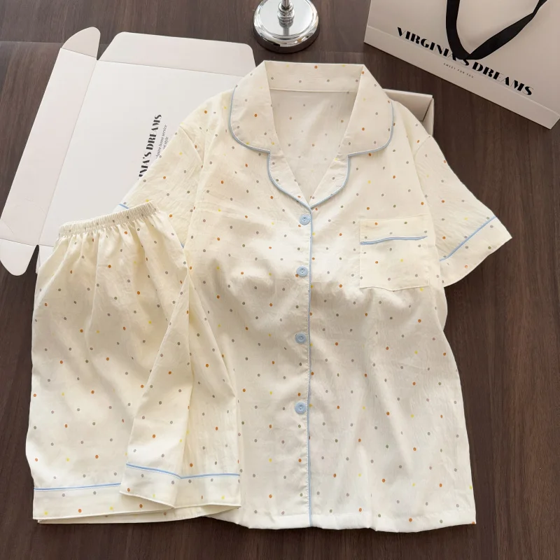 Women Summer Lapel Open Front Pajama Set Short Sleeve Top Shorts, Sweet Ins Teen Loungewear, Casual Daily Outdoor Home Wear Suit
Women Summer Lapel Open Front Pajama Set Short Sleeve Top Shorts, Sweet Ins Teen Loungewear, Casual Daily Outdoor Home Wear Suit