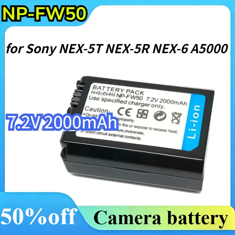 NP-FW50 for Sony NEX-5T NEX-5R NEX-6 A5000 A6000 A6400 A5000 A6300 A7M2 A7R II 7.2V 1500/2000mAh Camere Battery
NP-FW50 for Sony NEX-5T NEX-5R NEX-6 A5000 A6000 A6400 A5000 A6300 A7M2 A7R II 7.2V 1500/2000mAh Camere Battery
