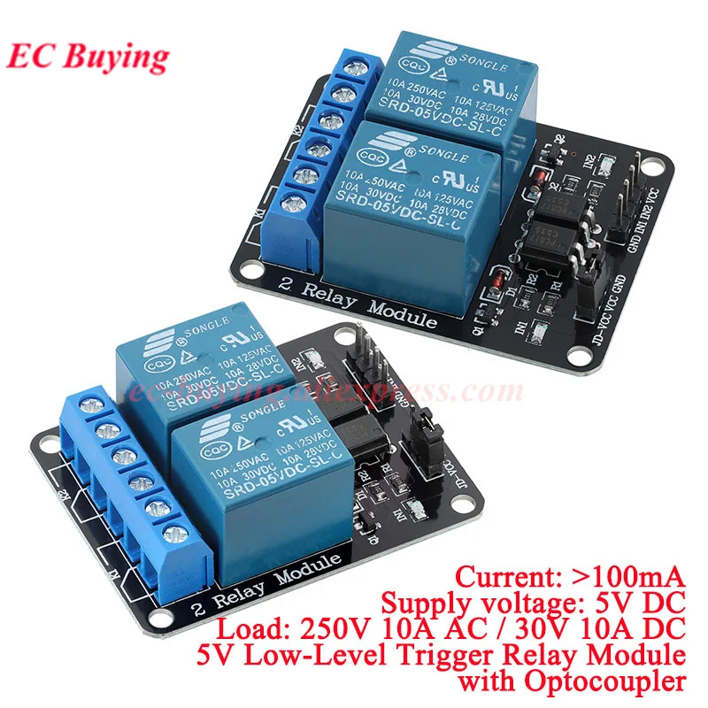 2Pc/1pc 2 Channel DC 5V Relay Module with Optocoupler Low Level Trigger Expansion Board for Arduino R3 MEGA 2560 DSP ARM PIC AVR
2Pc/1pc 2 Channel DC 5V Relay Module with Optocoupler Low Level Trigger Expansion Board for Arduino R3 MEGA 2560 DSP ARM PIC AVR
